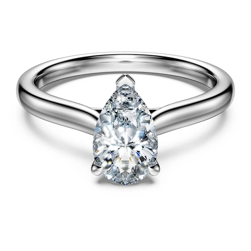 Eternity solitaire ring, Lab-grown diamonds 1 ct tw, Pear shape, 14K white gold by SWAROVSKI