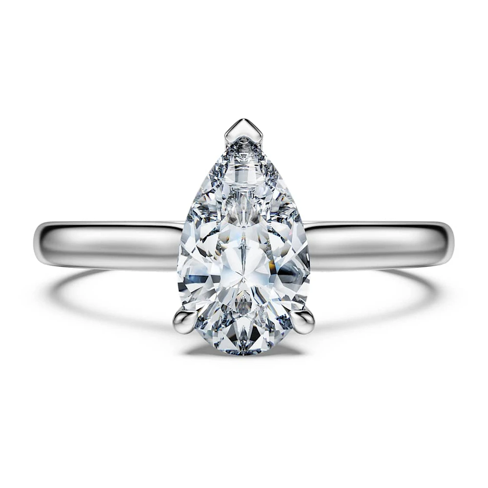 Eternity solitaire ring, Lab-grown diamonds 1 ct tw, Pear shape, 14K white gold by SWAROVSKI