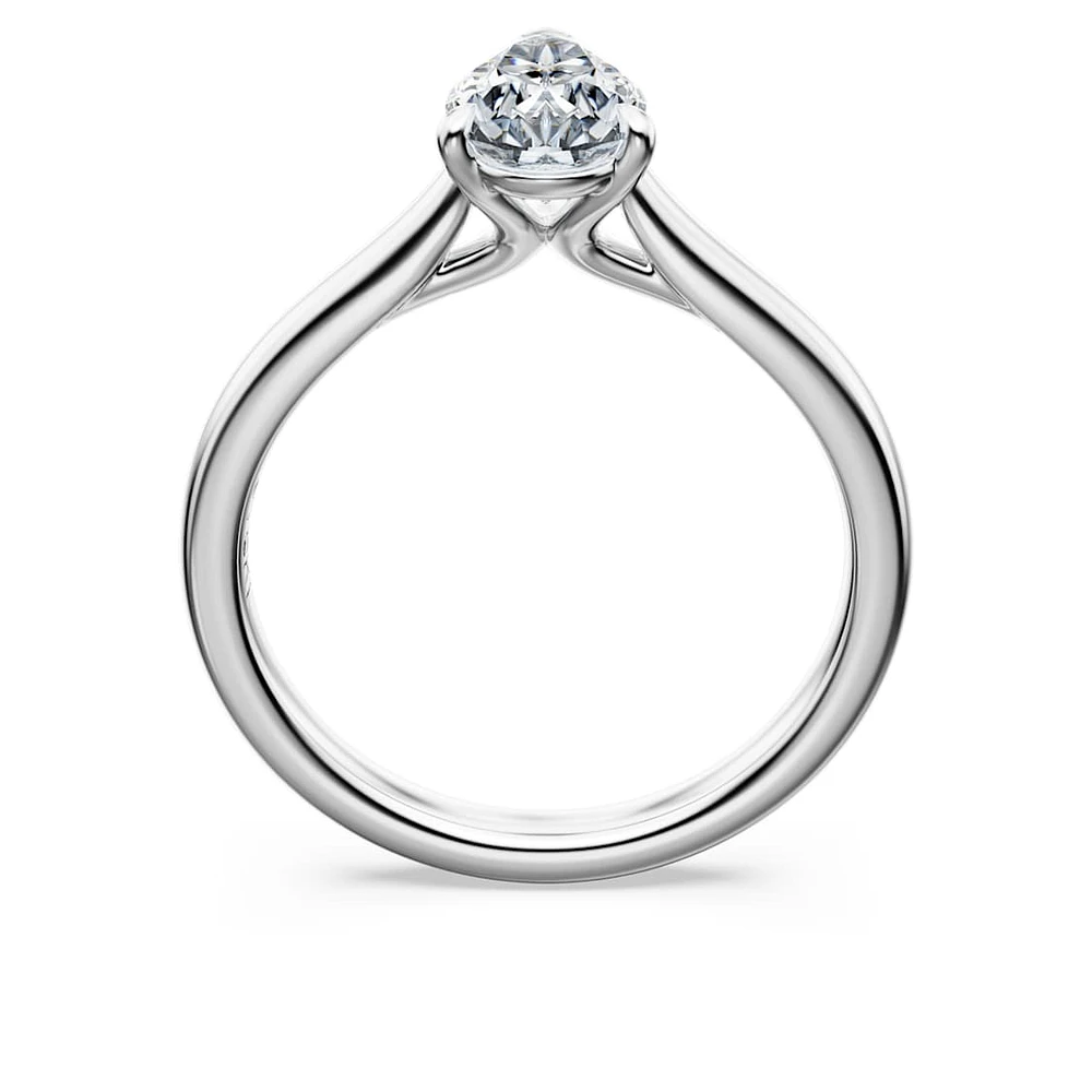 Eternity solitaire ring, Lab-grown diamonds 1 ct tw, Pear shape, 14K white gold by SWAROVSKI