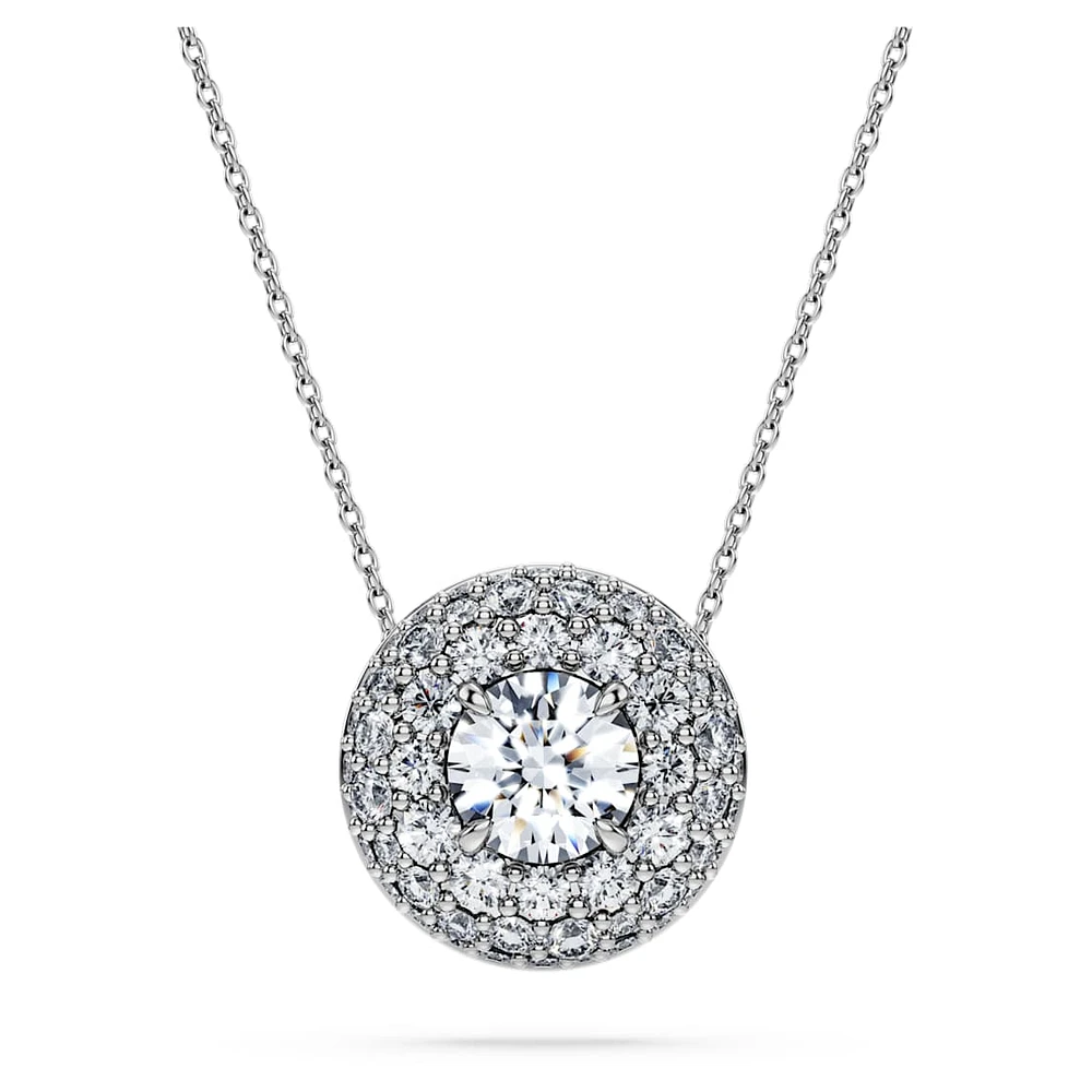 Eternity halo solitaire pendant, Lab-grown diamonds 2 ct tw, Round shape, 14K white gold by SWAROVSKI