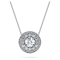Eternity halo solitaire pendant, Lab-grown diamonds 2 ct tw, Round shape, 14K white gold by SWAROVSKI