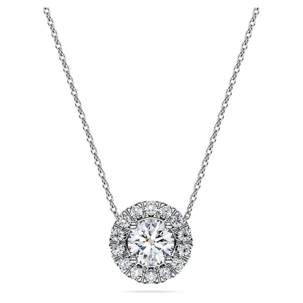Eternity halo solitaire pendant, Lab-grown diamonds 1 ct tw, Round shape, 14K white gold by SWAROVSKI