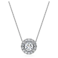 Eternity halo solitaire pendant, Lab-grown diamonds 1 ct tw, Round shape, 14K white gold by SWAROVSKI