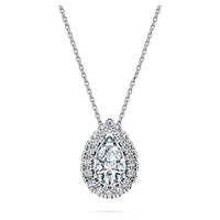 Eternity halo solitaire pendant, Lab-grown diamonds 1 ct tw, Pear shape, 14K white gold by SWAROVSKI