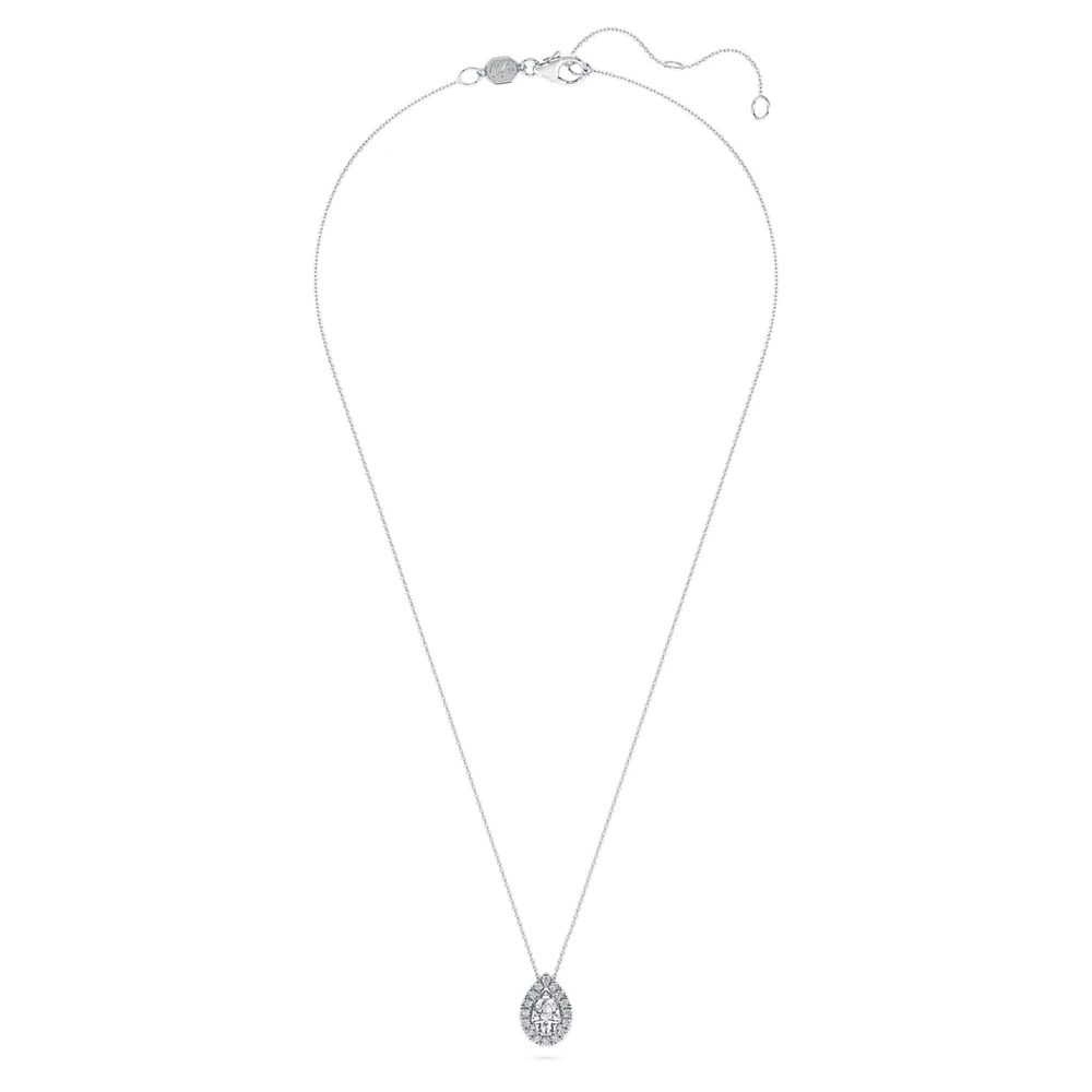 Eternity halo solitaire pendant, Lab-grown diamonds 1 ct tw, Pear shape, 14K white gold by SWAROVSKI