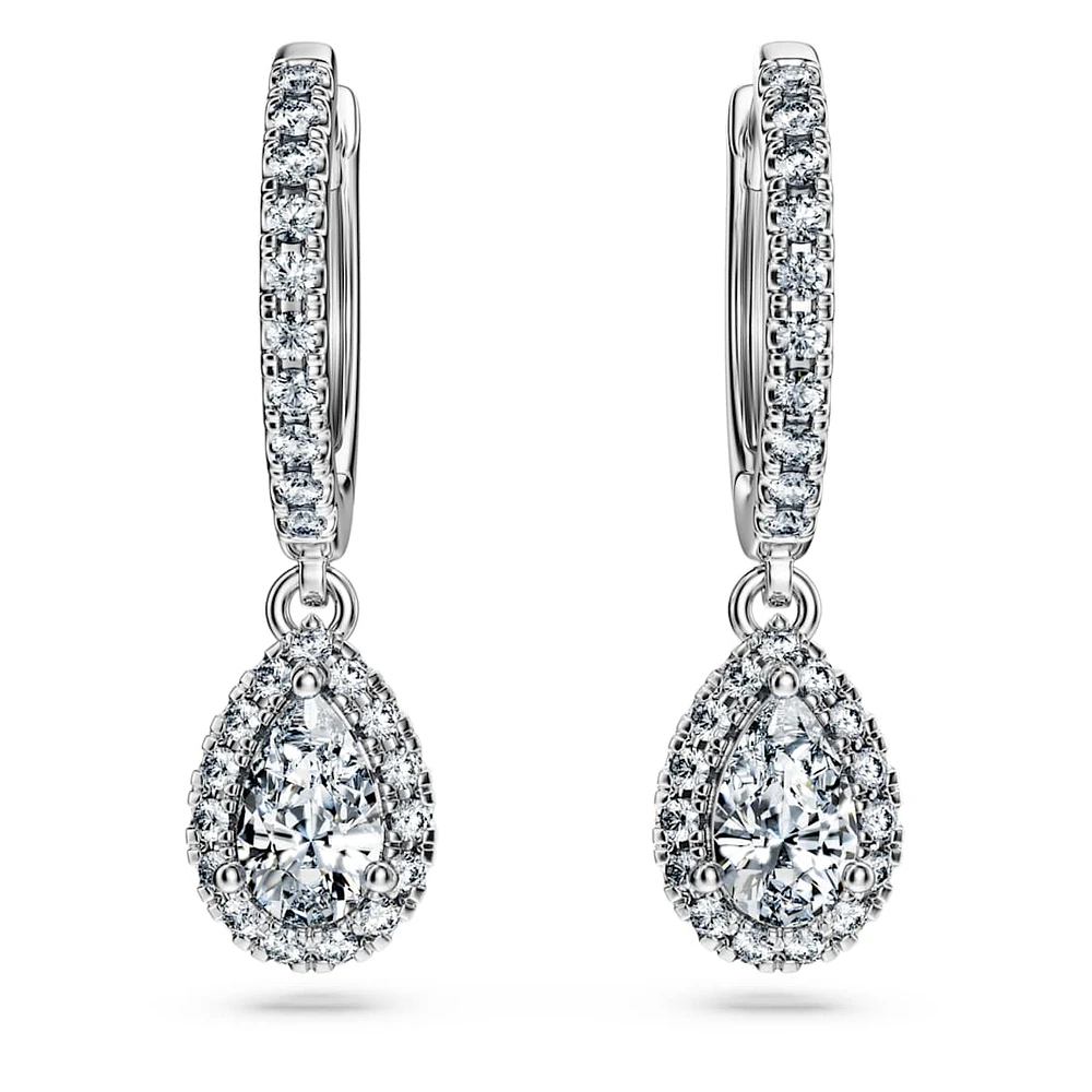 Eternity drop earrings, Lab-grown diamonds 1.25 ct tw, Mixed shapes, 14K white gold by SWAROVSKI