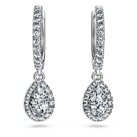 Eternity drop earrings, Lab-grown diamonds 1.25 ct tw, Mixed shapes, 14K white gold by SWAROVSKI