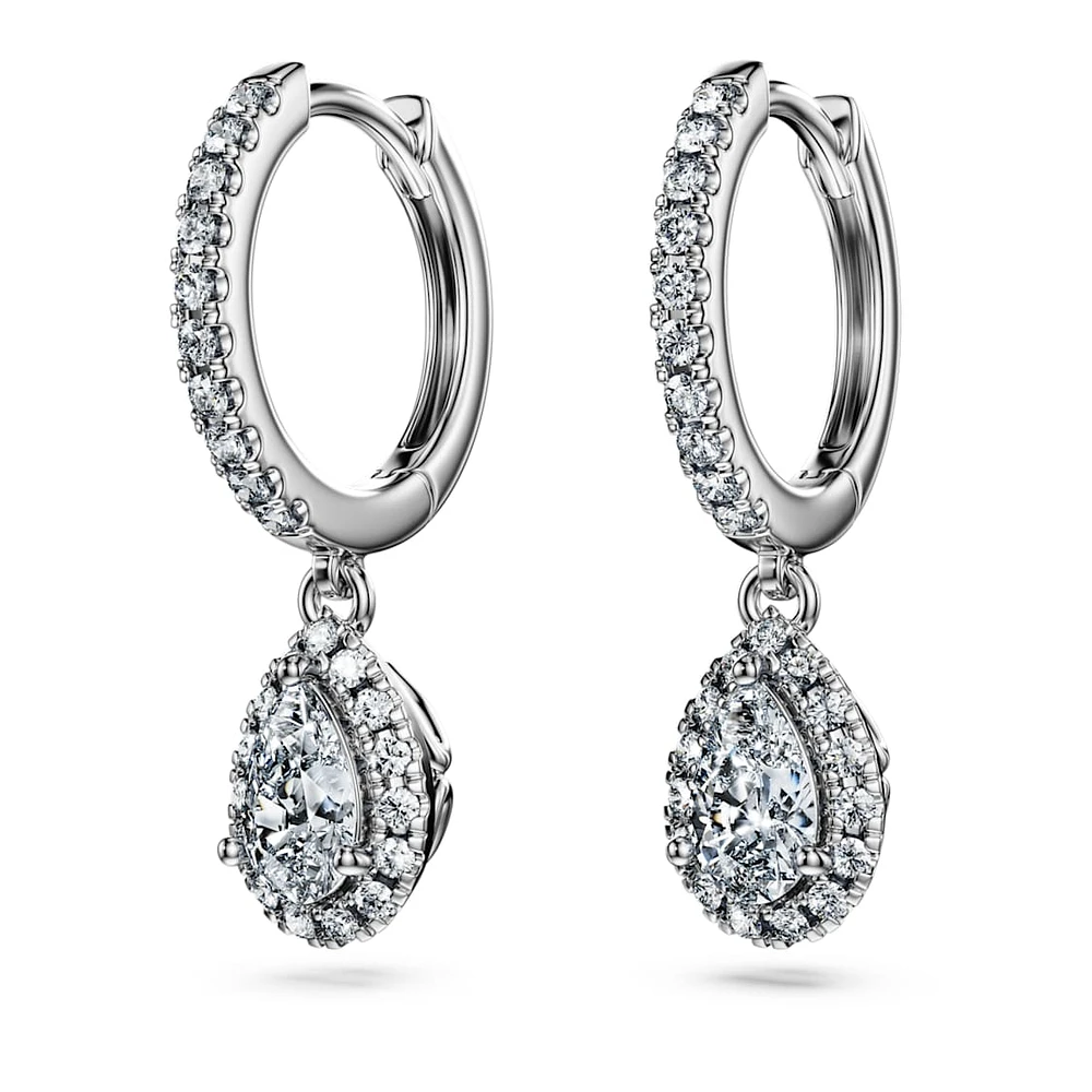 Eternity drop earrings, Lab-grown diamonds 1.25 ct tw, Mixed shapes, 14K white gold by SWAROVSKI