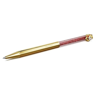Crystalline Chinese New Year ballpoint pen, Octagon shape, Year of the Snake, Red, Gold-tone plated by SWAROVSKI