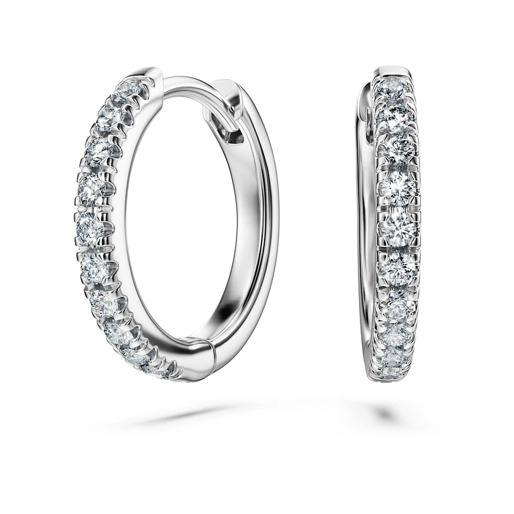 Eternity hoop earrings, Lab-grown diamonds 0.2 ct tw, Round shape, Medium, 14K white gold by SWAROVSKI