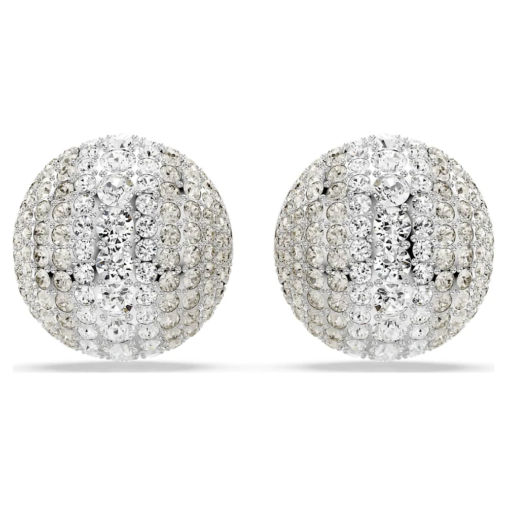 Sublima clip earrings, White, Rhodium plated by SWAROVSKI