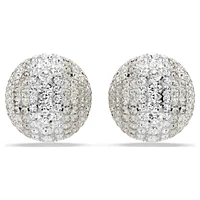Sublima clip earrings, White, Rhodium plated by SWAROVSKI