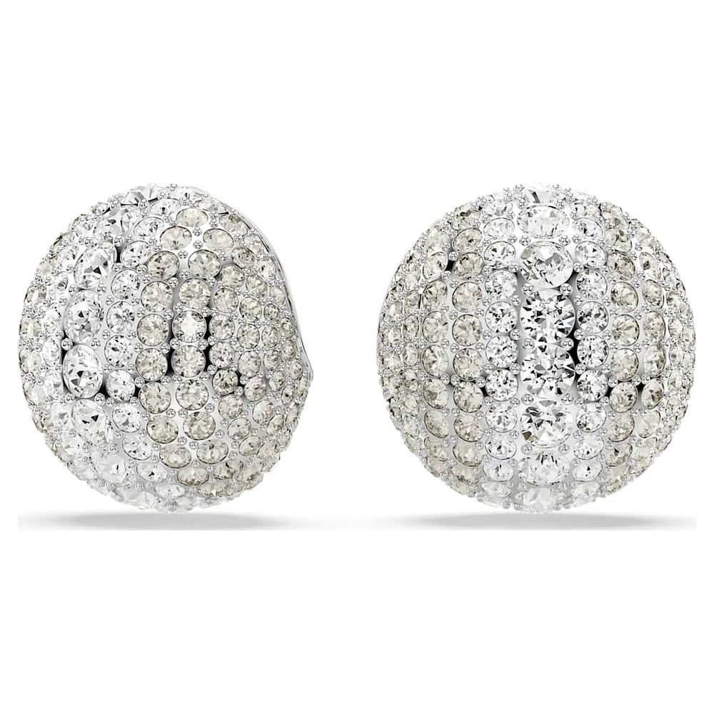 Sublima clip earrings, White, Rhodium plated by SWAROVSKI