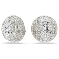 Sublima clip earrings, White, Rhodium plated by SWAROVSKI