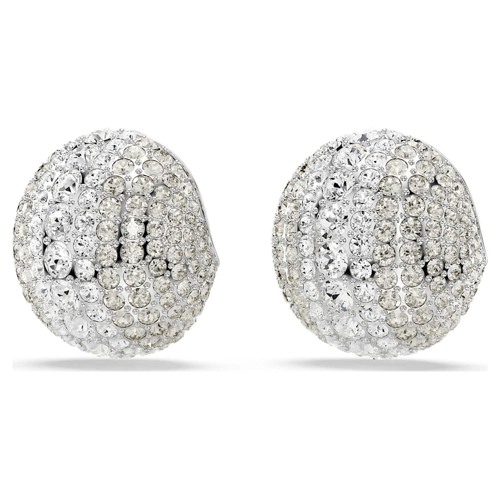 Sublima clip earrings, White, Rhodium plated by SWAROVSKI
