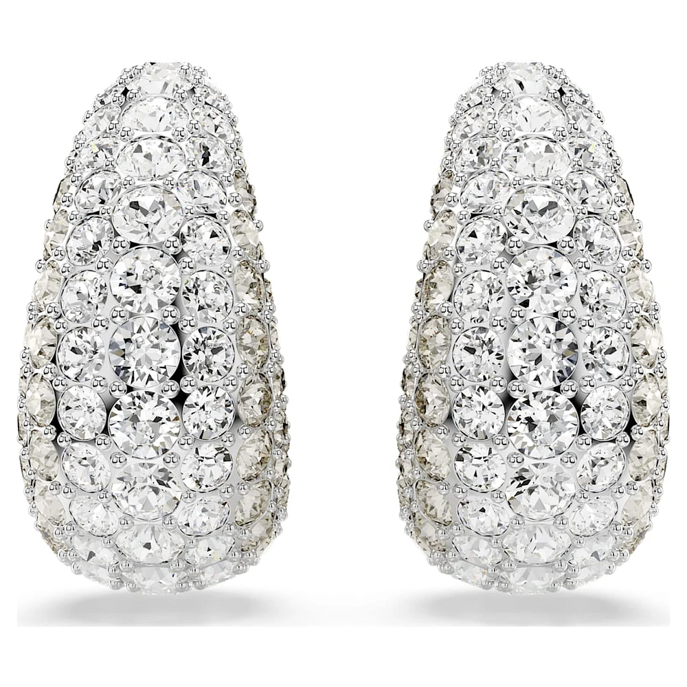 Sublima clip earrings, Round cut, Medium, White, Rhodium plated by SWAROVSKI