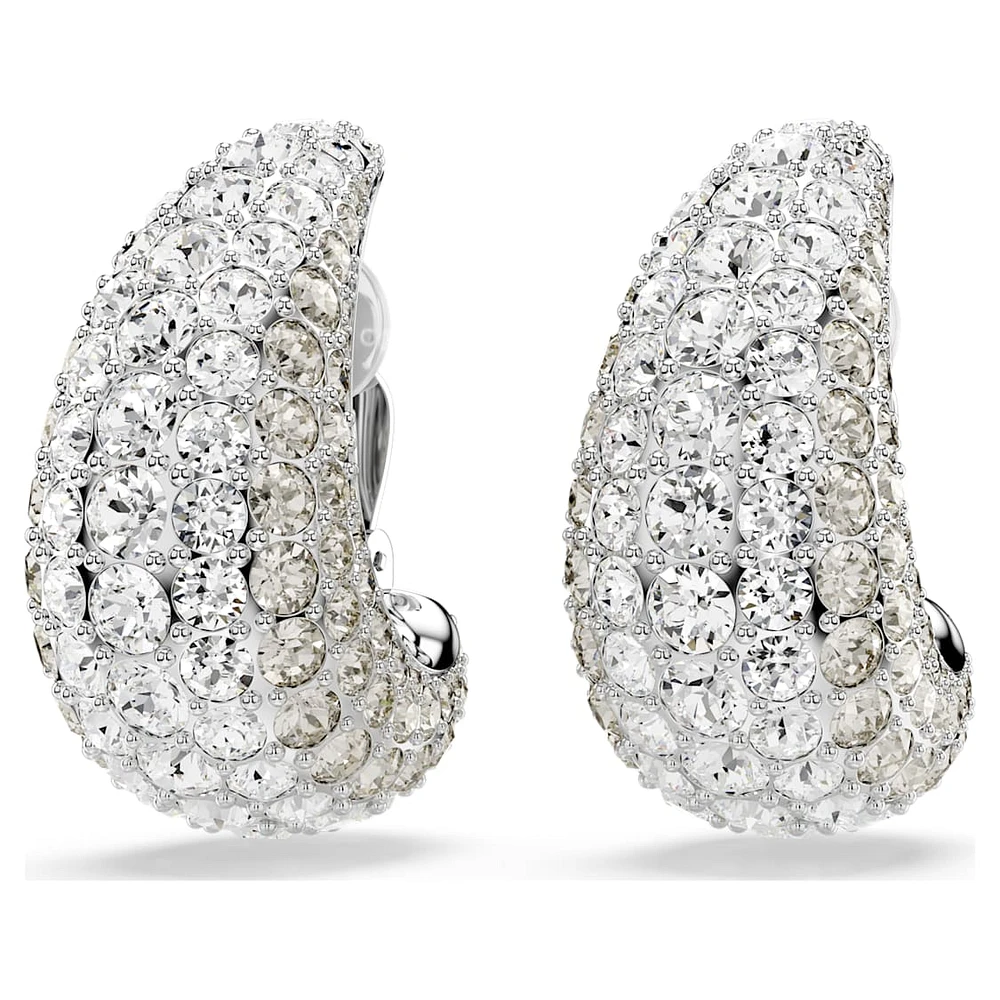 Sublima clip earrings, Round cut, Medium, White, Rhodium plated by SWAROVSKI