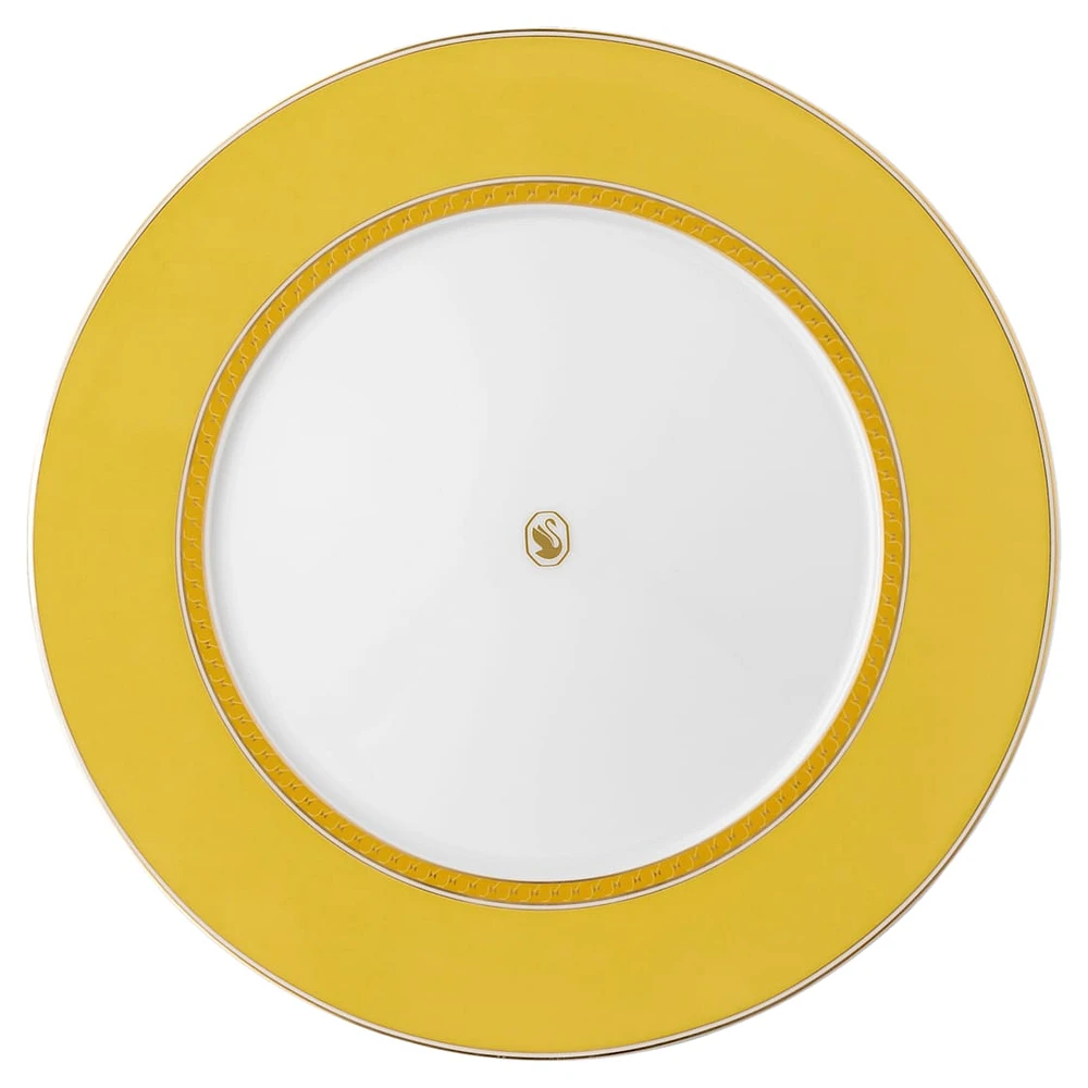 Signum dinner plate, Porcelain, Yellow by SWAROVSKI