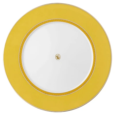 Signum dinner plate, Porcelain, Yellow by SWAROVSKI