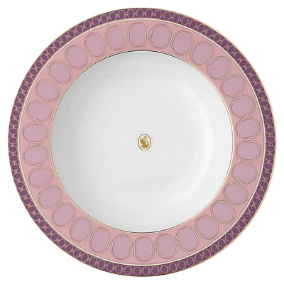 Signum soup plate, Porcelain, Pink by SWAROVSKI
