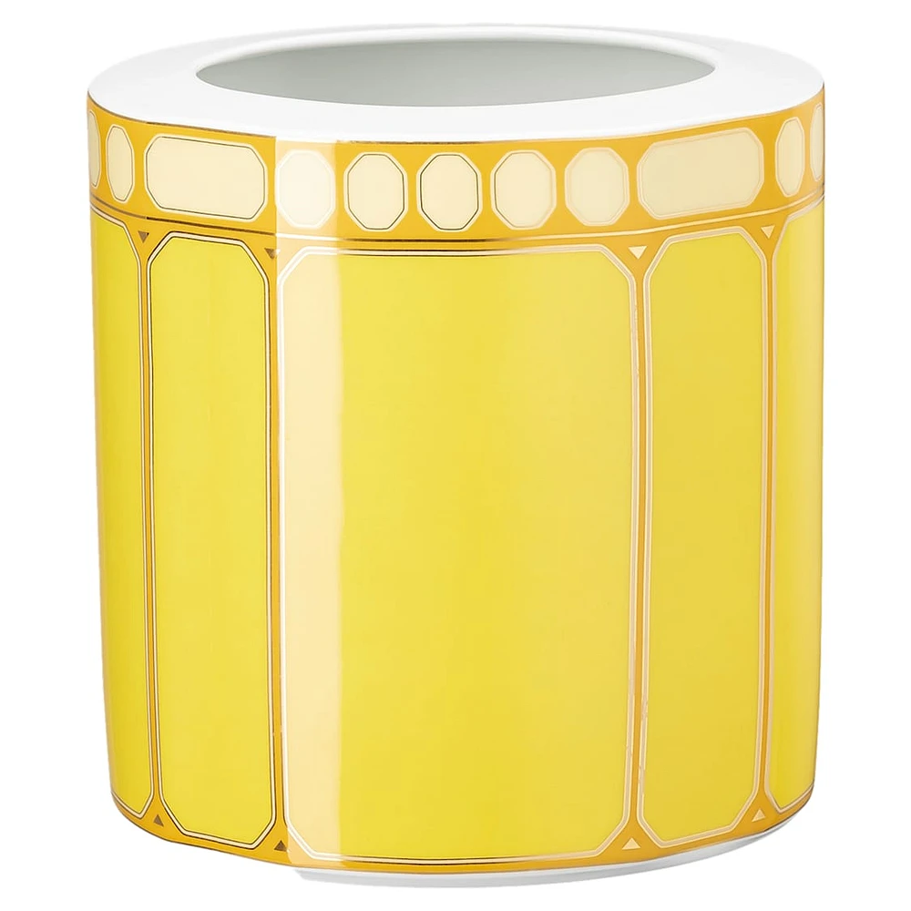 Signum vase, Porcelain, Wide, Yellow by SWAROVSKI