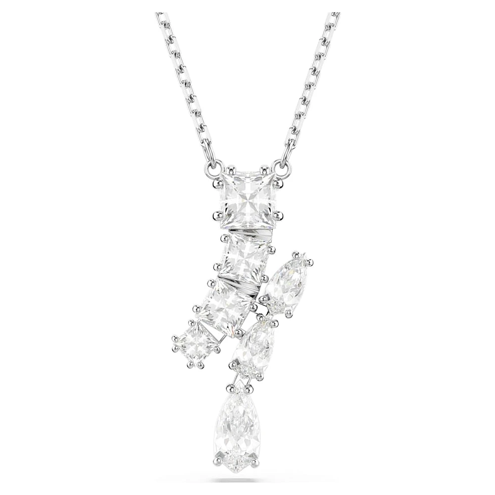 Matrix pendant, Mixed cuts, White, Rhodium plated by SWAROVSKI
