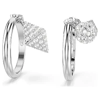 Dextera ring, Set (2), Sphere and cube, White, Rhodium plated by SWAROVSKI