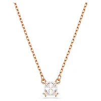Stilla Attract pendant, Square cut, White, Rose gold-tone plated by SWAROVSKI