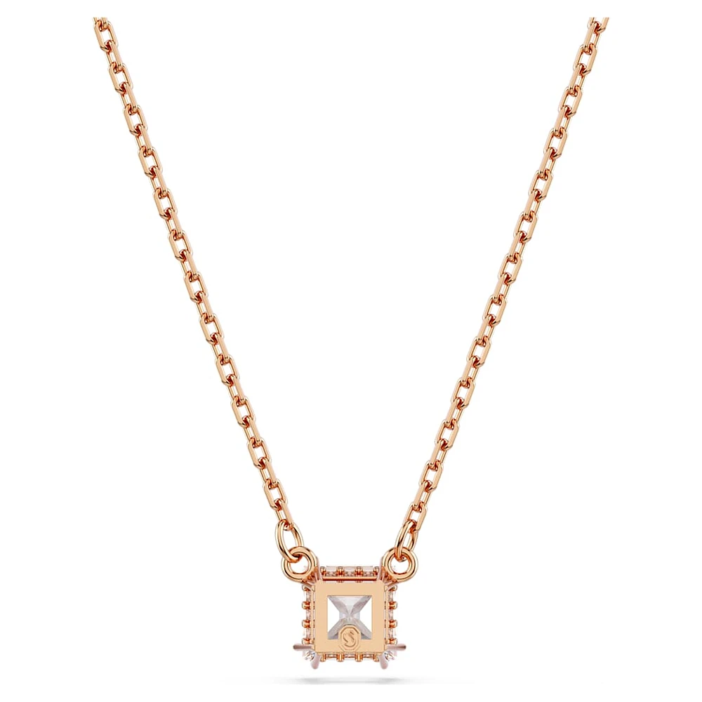 Stilla Attract pendant, Square cut, White, Rose gold-tone plated by SWAROVSKI