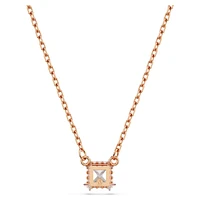 Stilla Attract pendant, Square cut, White, Rose gold-tone plated by SWAROVSKI