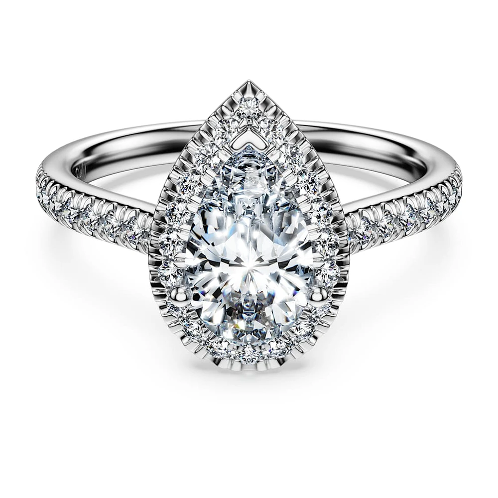 Eternity halo solitaire ring, Lab-grown diamonds 1.3 ct tw, Mixed shapes, 14K white gold by SWAROVSKI