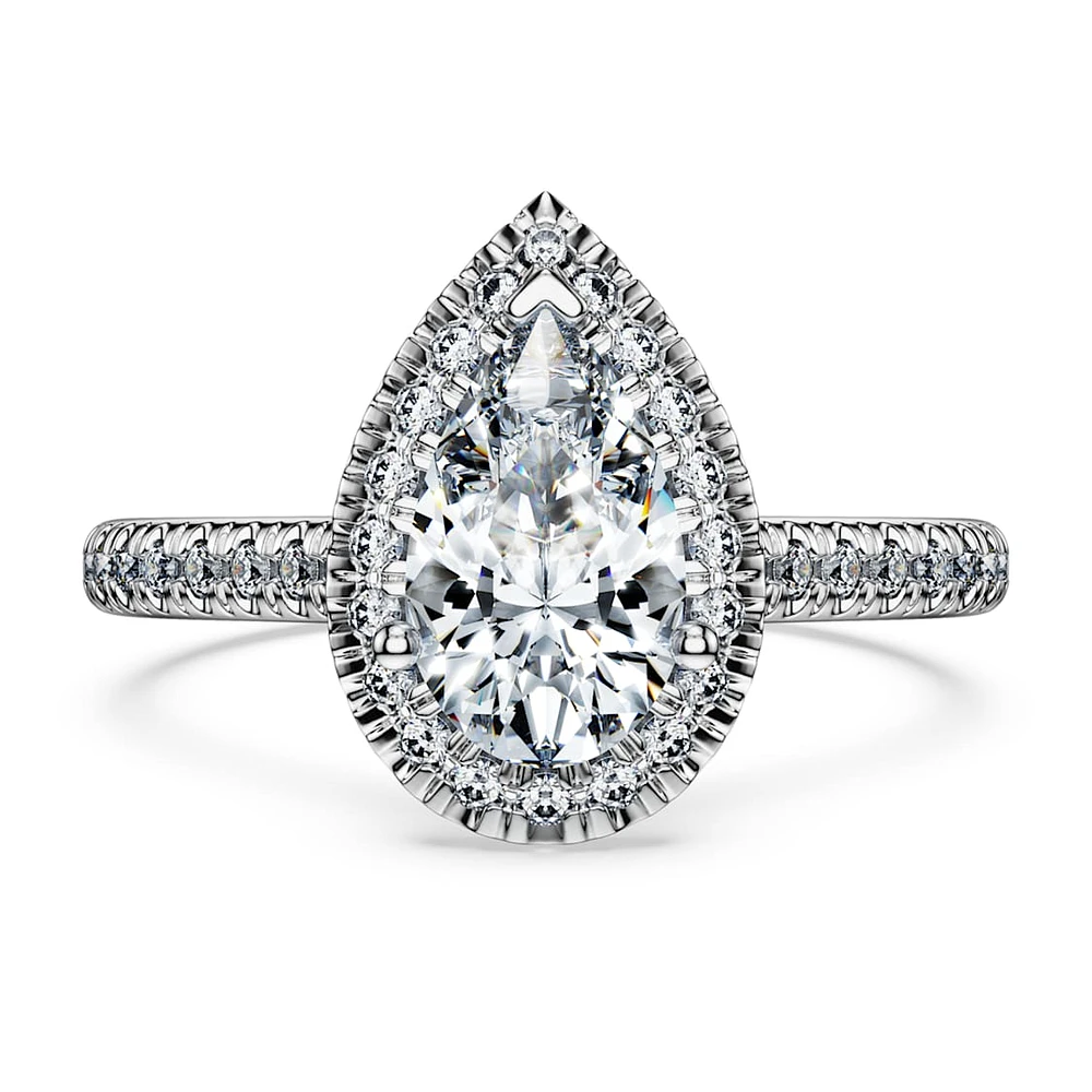Eternity halo solitaire ring, Lab-grown diamonds 1.3 ct tw, Mixed shapes, 14K white gold by SWAROVSKI