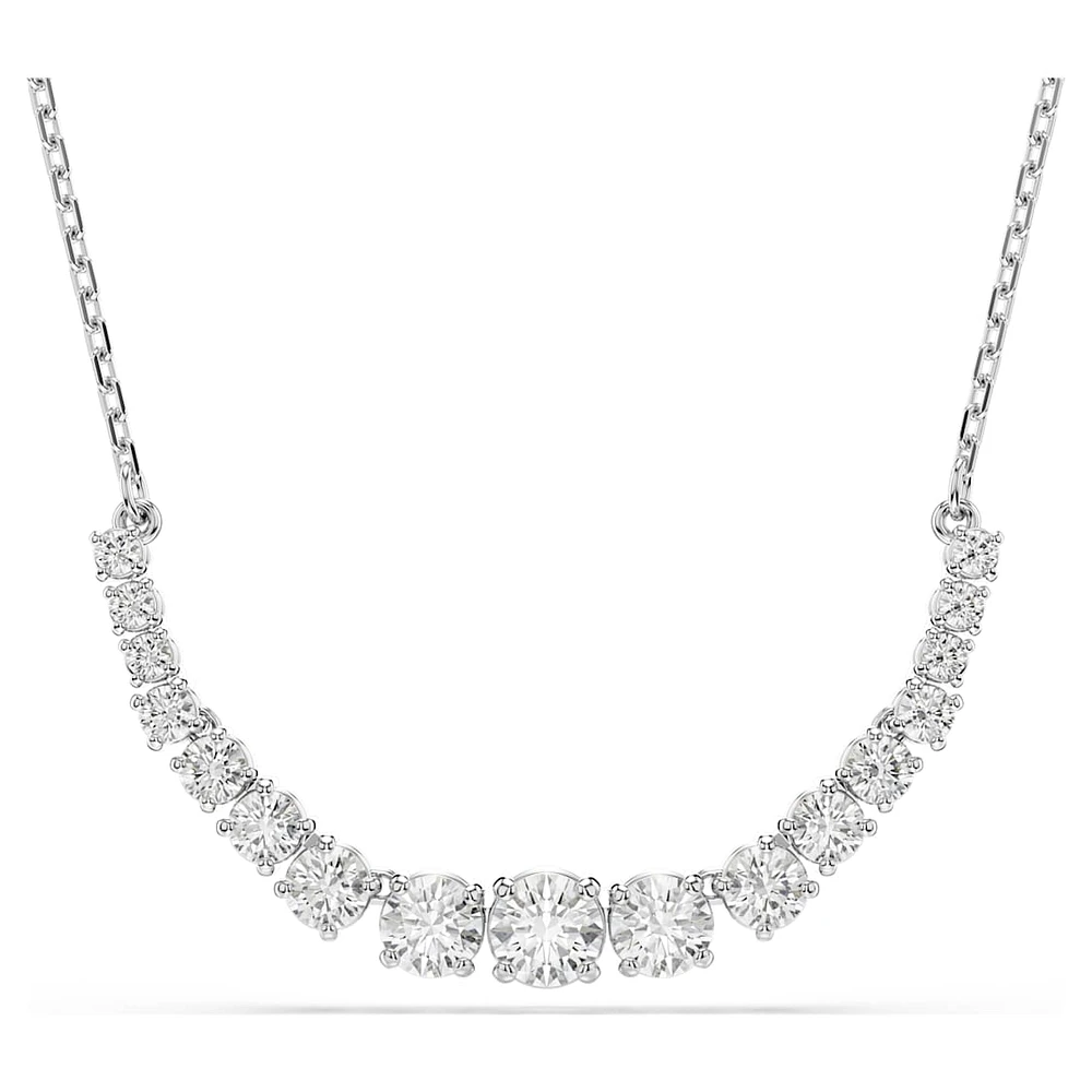 Matrix necklace, Gradient of round cuts, White, Rhodium plated by SWAROVSKI