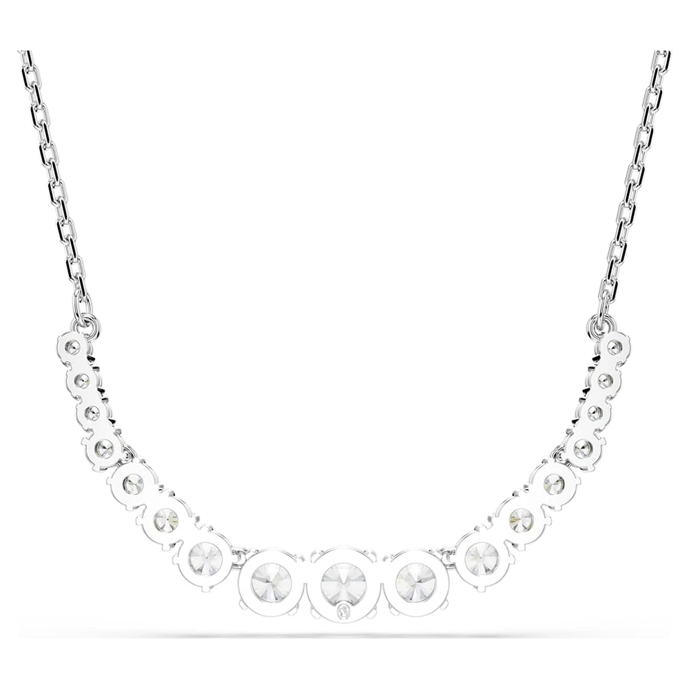 Matrix necklace, Gradient of round cuts, White, Rhodium plated by SWAROVSKI