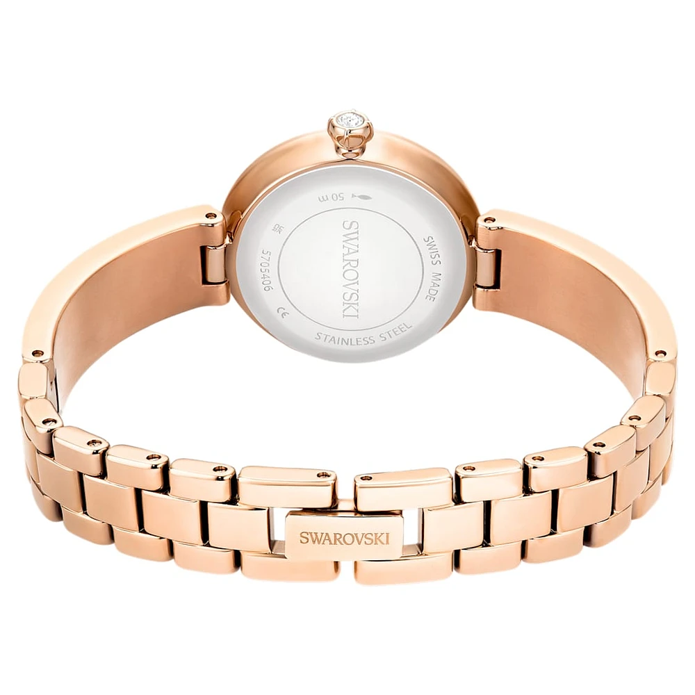 Matrix Pearl bangle watch, Swiss Made, Crystal bracelet, Rose gold-tone finish by SWAROVSKI
