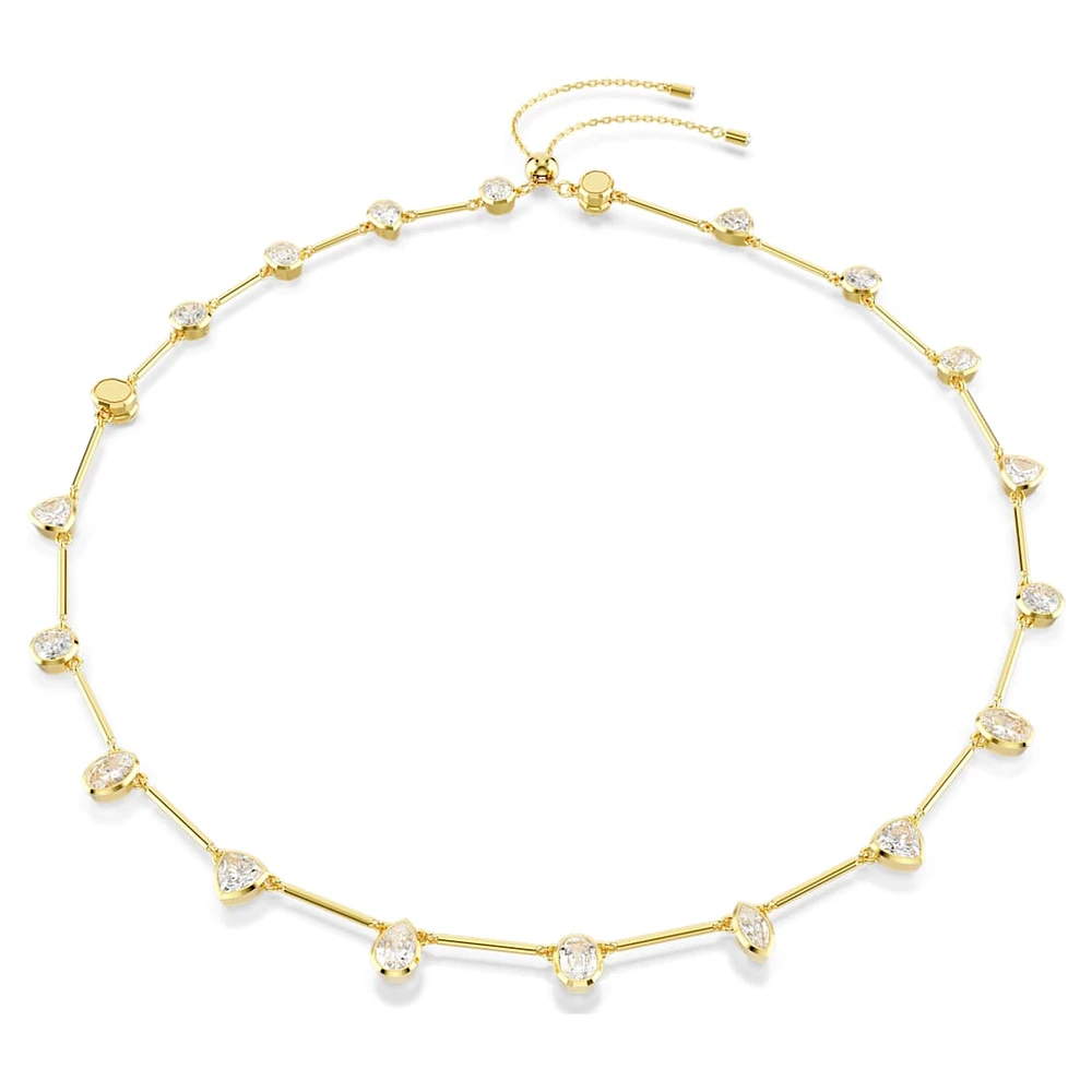 Imber Tennis necklace, Magnetic closure, Mixed cuts, White, Gold-tone plated by SWAROVSKI