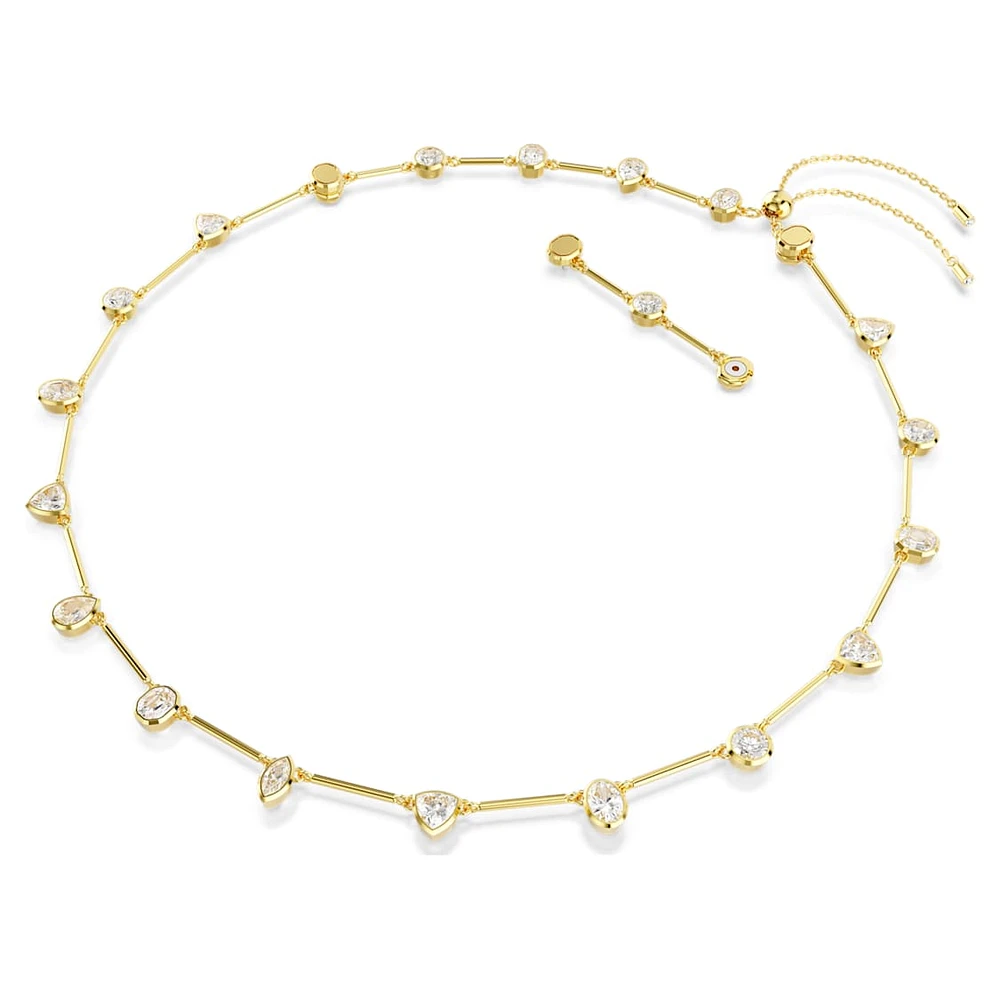 Imber Tennis necklace, Magnetic closure, Mixed cuts, White, Gold-tone plated by SWAROVSKI