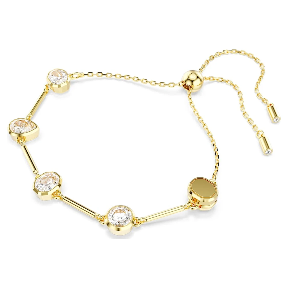 Imber Tennis necklace, Magnetic closure, Mixed cuts, White, Gold-tone plated by SWAROVSKI