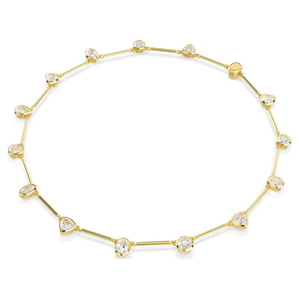 Imber Tennis necklace, Magnetic closure, Mixed cuts, White, Gold-tone plated by SWAROVSKI