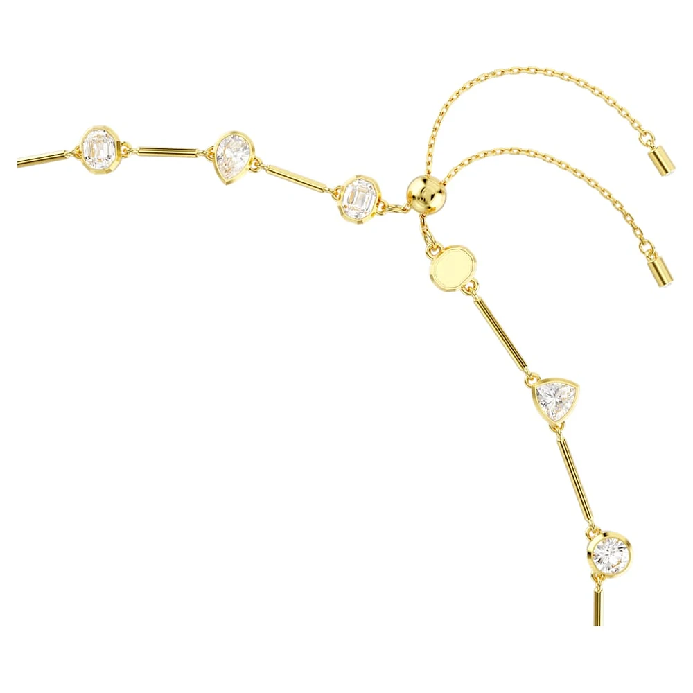Imber Tennis necklace, Magnetic closure, Mixed cuts, White, Gold-tone plated by SWAROVSKI