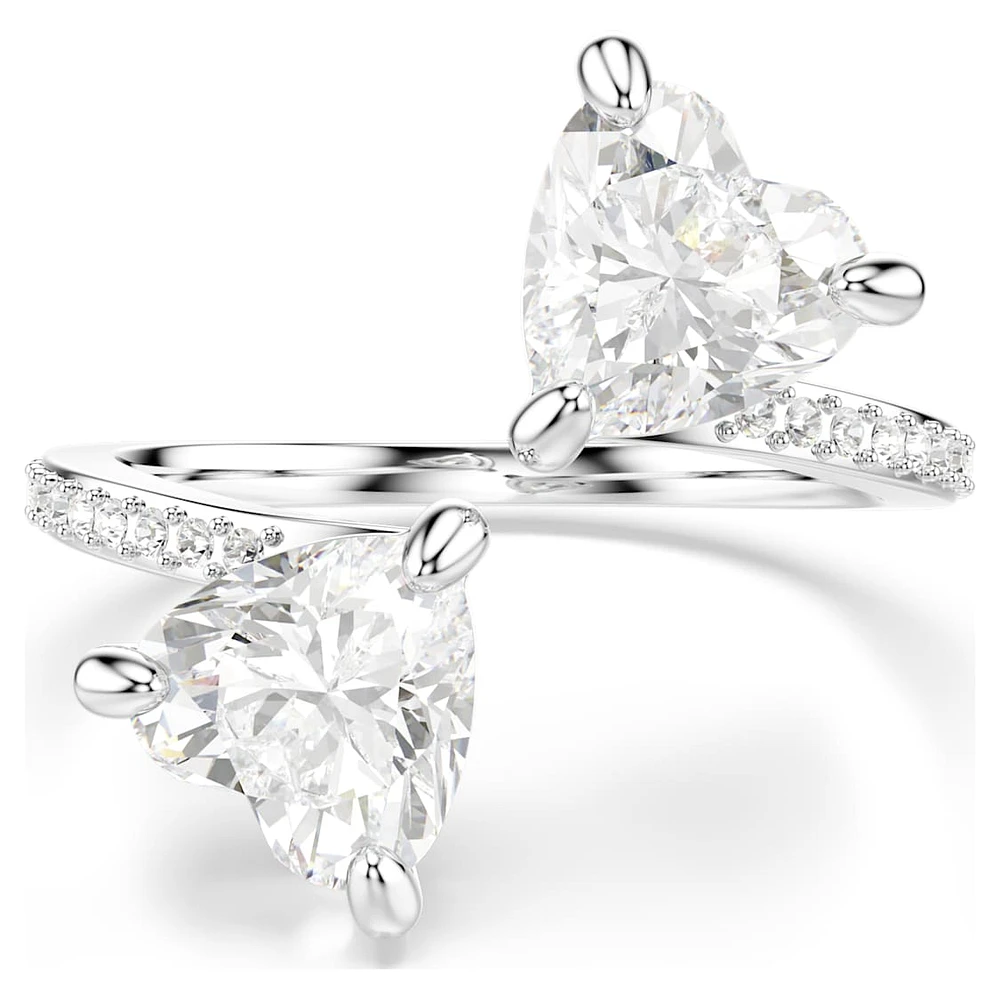 Mesmera Attract open ring, Heart cut, Pavé, Heart, White, Silver-tone finish by SWAROVSKI
