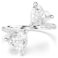 Mesmera Attract open ring, Heart cut, Pavé, Heart, White, Silver-tone finish by SWAROVSKI