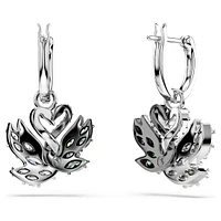 Swan drop earrings, Swan, Black, Mixed metal finish by SWAROVSKI