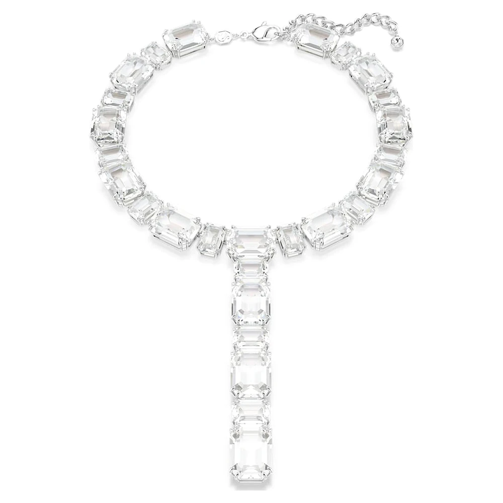 Millenia necklace, Mixed cuts, White, Rhodium plated by SWAROVSKI