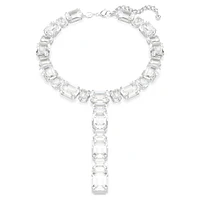 Millenia necklace, Mixed cuts, White, Rhodium plated by SWAROVSKI