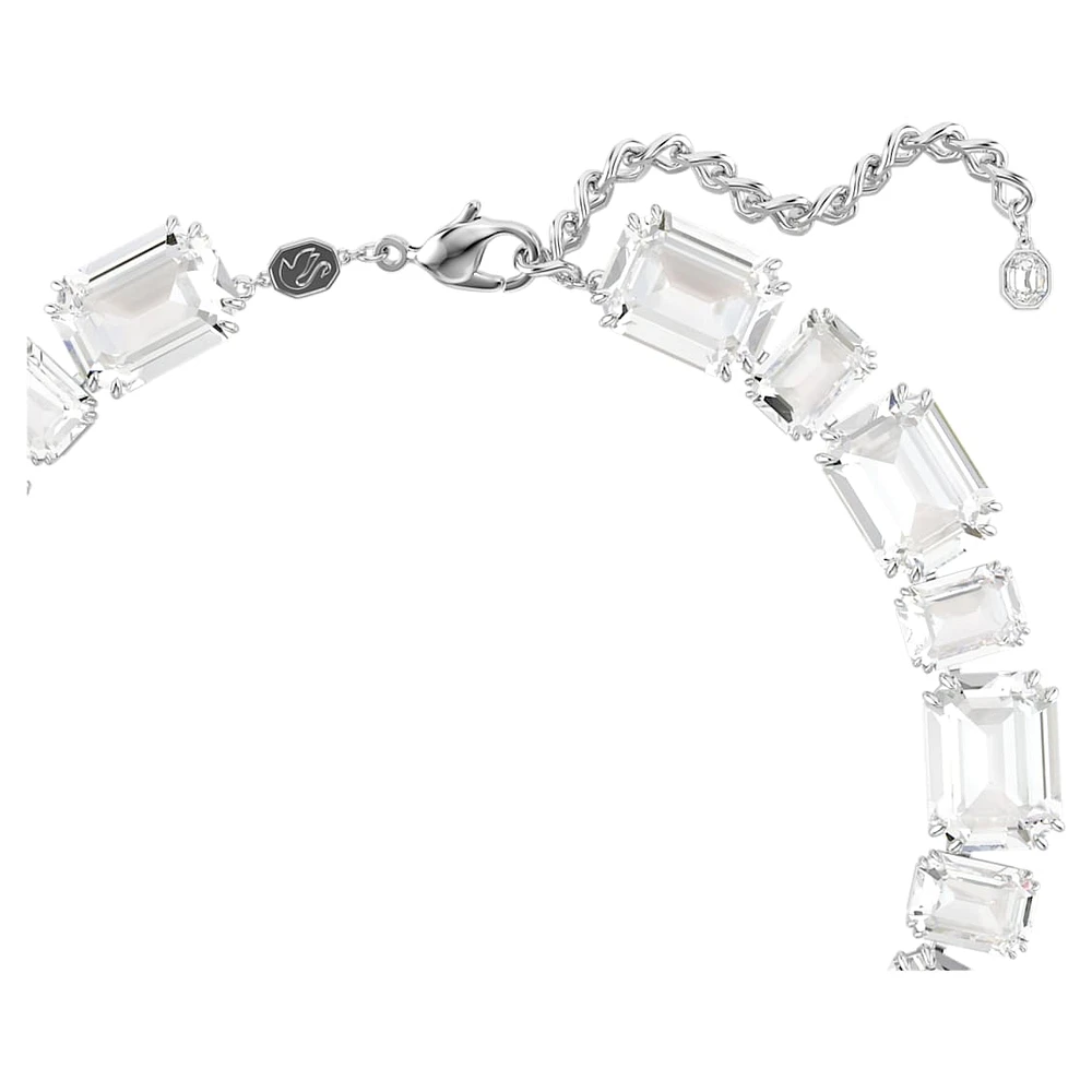 Millenia necklace, Mixed cuts, White, Rhodium plated by SWAROVSKI