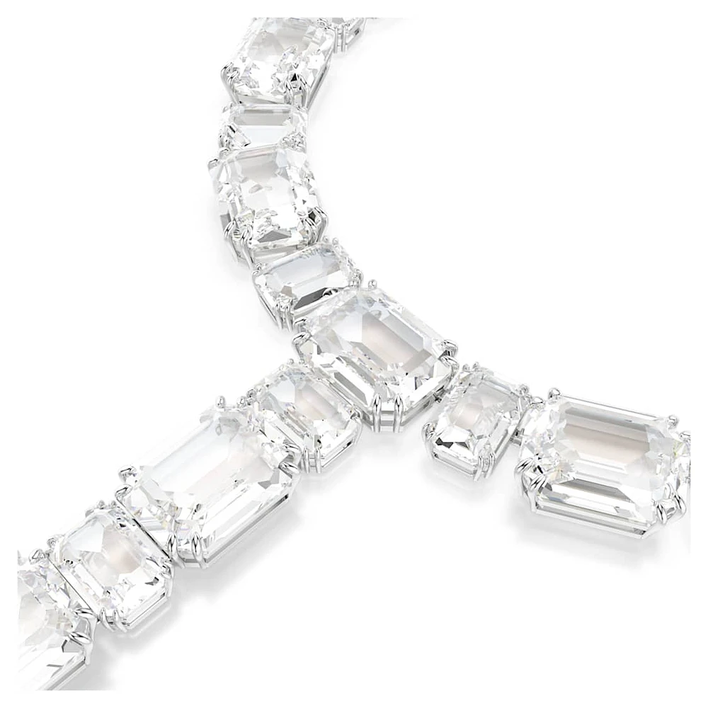 Millenia necklace, Mixed cuts, White, Rhodium plated by SWAROVSKI