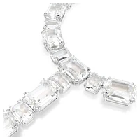 Millenia necklace, Mixed cuts, White, Rhodium plated by SWAROVSKI