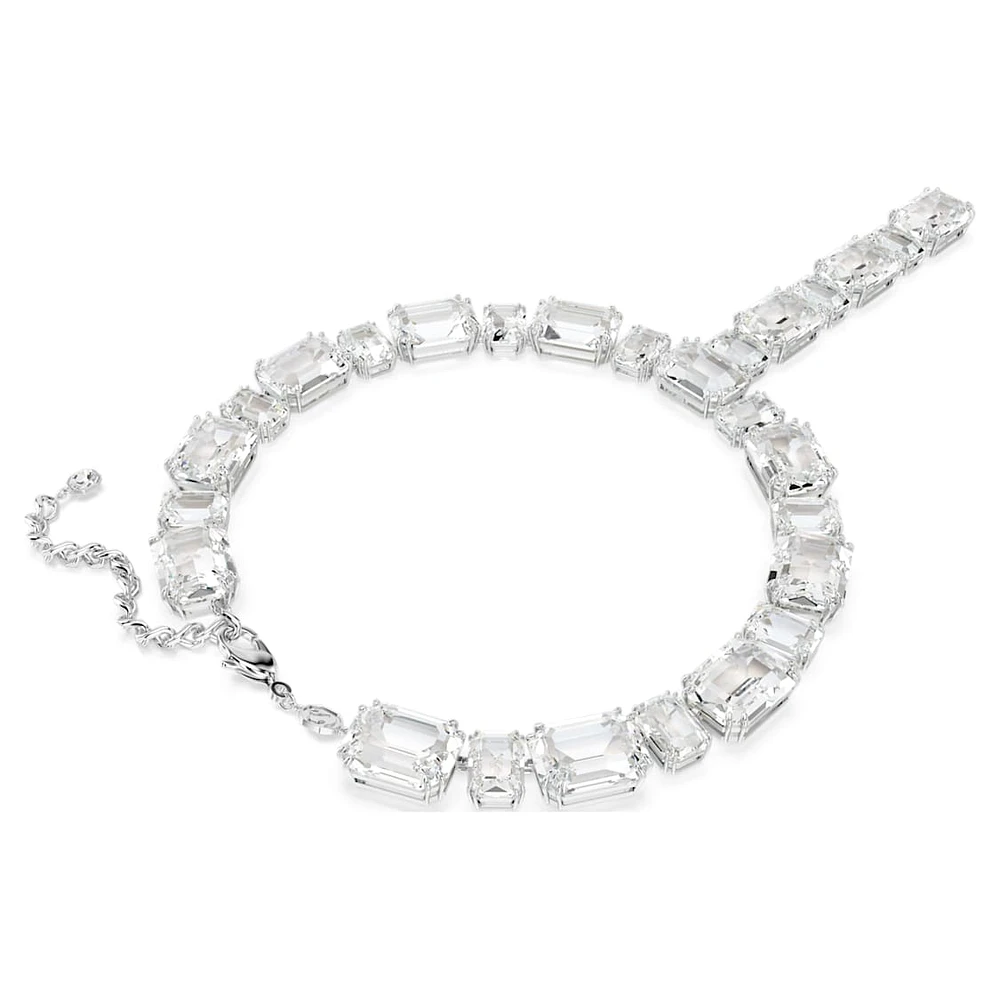 Millenia necklace, Mixed cuts, White, Rhodium plated by SWAROVSKI
