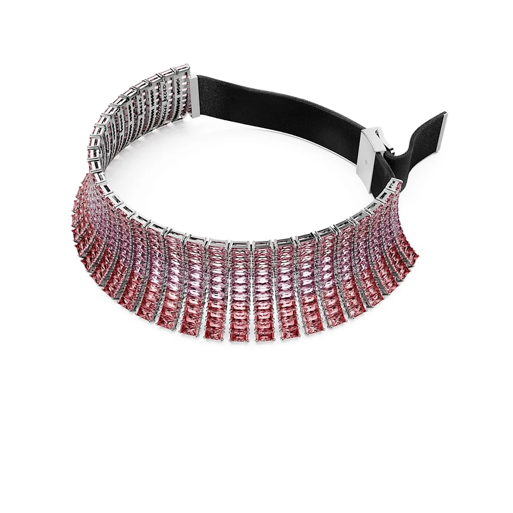Matrix choker, Baguette cut, Pink, Rhodium plated by SWAROVSKI